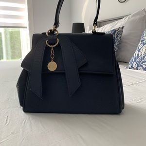 Navy Blue purse with adorable bow buckle